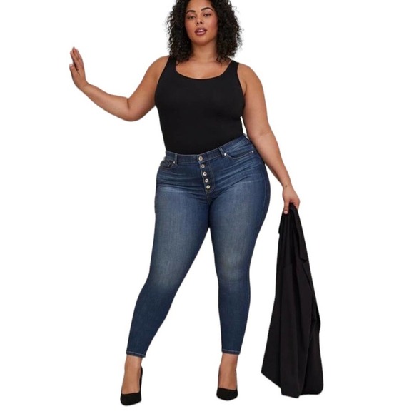 Torrid Bombshell Skinny Premium Stretch High Rise Blue Jeans Size 26R - Picture 1 of 12